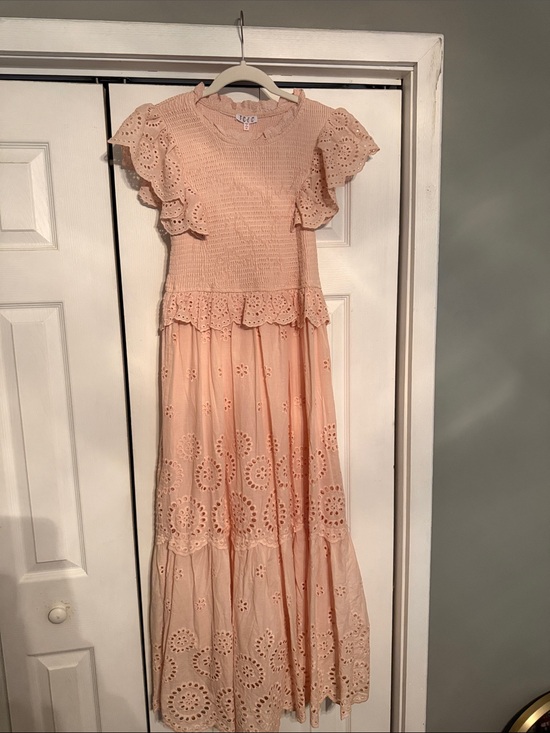 Tea Collection Dresses & Skirts - Tea Collection Peach Eyelet Ruffle Maxi Dress